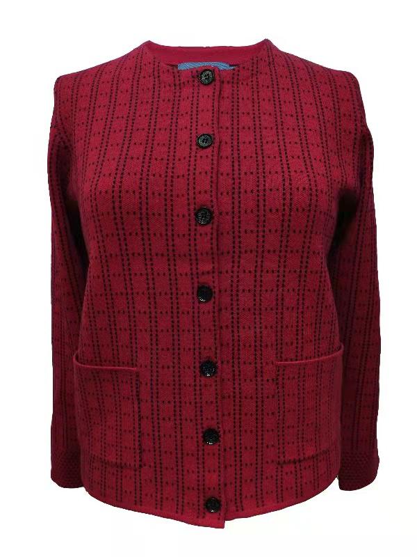 Dm095- Castle Button Lumbar Jacket - Sangria Red