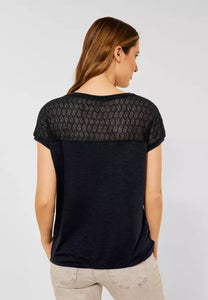 318021-Navy Lace Top - Street One