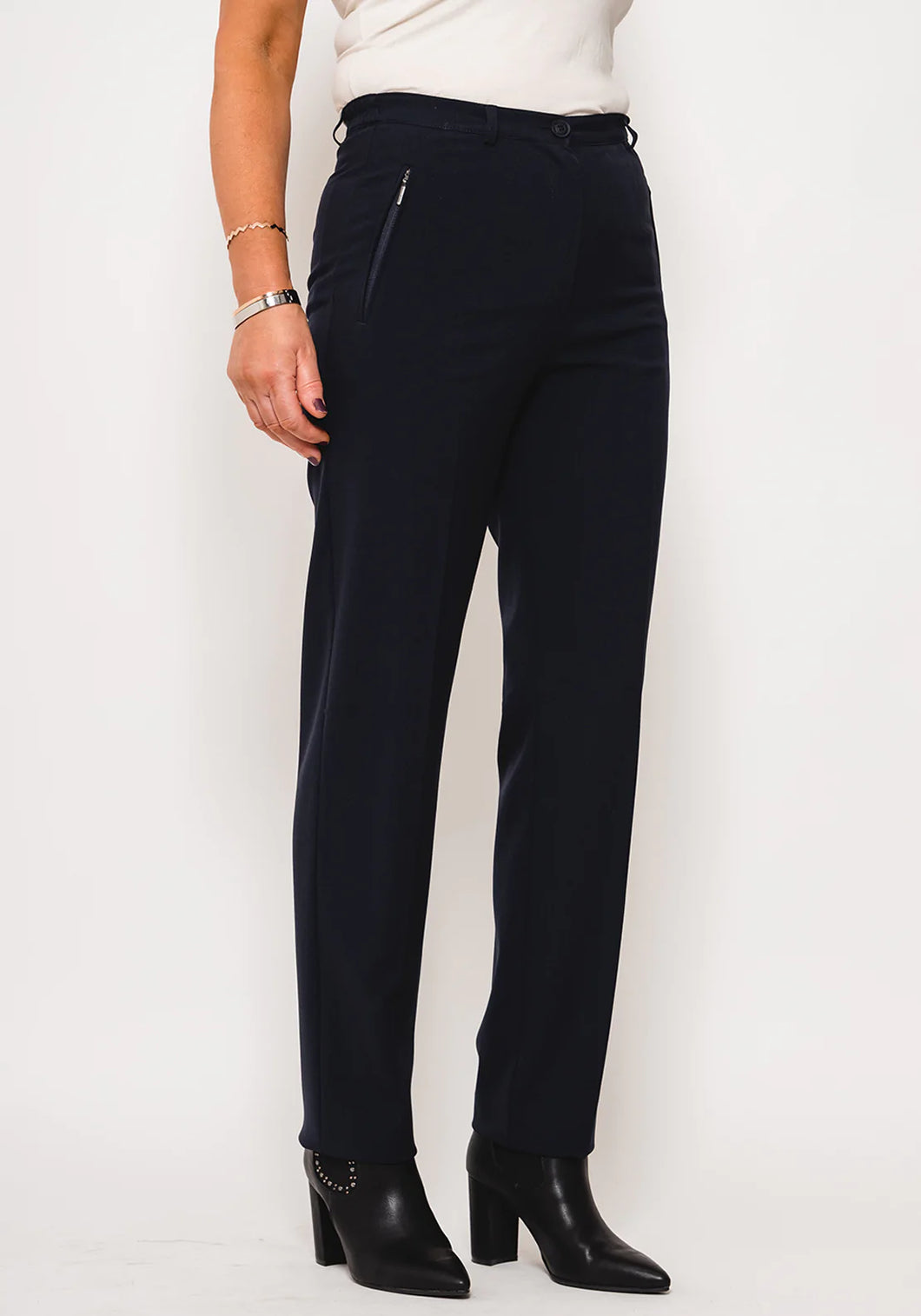 Robell Sahra Straight Leg Trousers- Navy