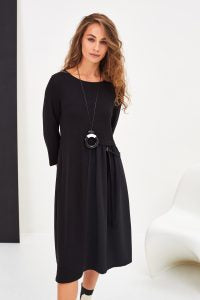 22171- Naya Jersey Dress with Contrast Side- Black