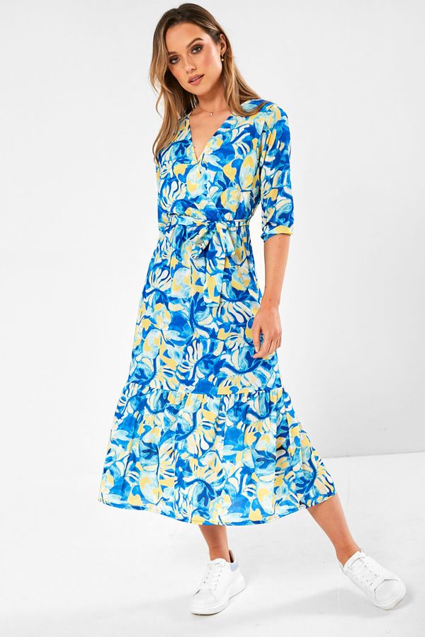 Boho Midi Dress- Blue/lemon -Kate & Pippa