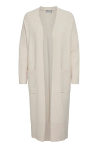 1465- Fransa Long Cream Cardigan