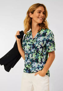 343194-Navy Floral Blouse - Cecil