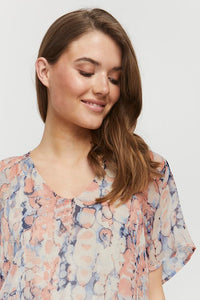 0620- Salmon/Blush Mix Print Dress- Fransa