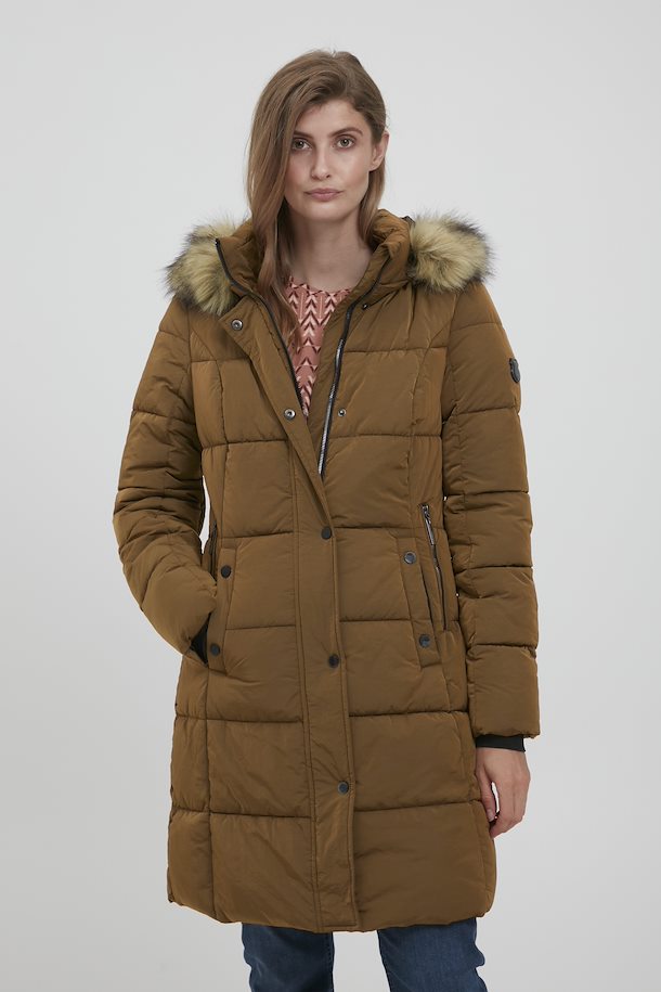 9590 Fransa Brown Coat with Fur hood
