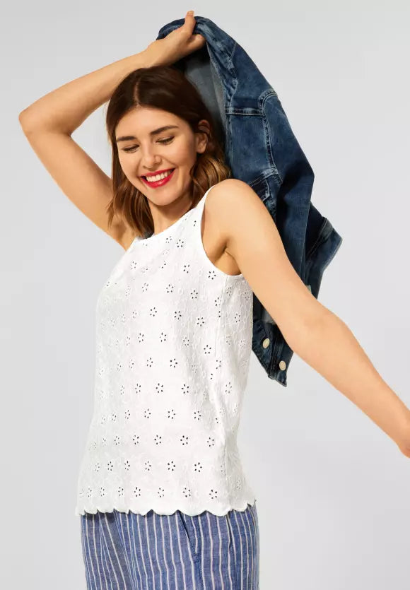 317794- White embroidered top- Street One