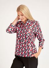 Load image into Gallery viewer, 113358- Red Print Collar Top - Rabe