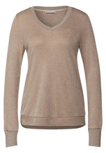 Load image into Gallery viewer, 318902- Cream Lurex V-Neck Jumper