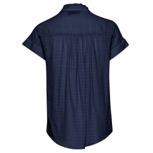 0523- Navy Chiffon Blouse- Fransa