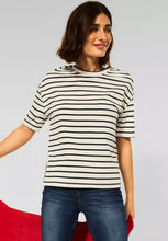 Load image into Gallery viewer, 301845-Navy Stripe Short Sleeve Sweatshirt- Cecil