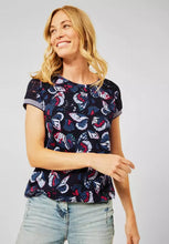 Load image into Gallery viewer, 318312- Navy Butterfly Print Top- Cecil