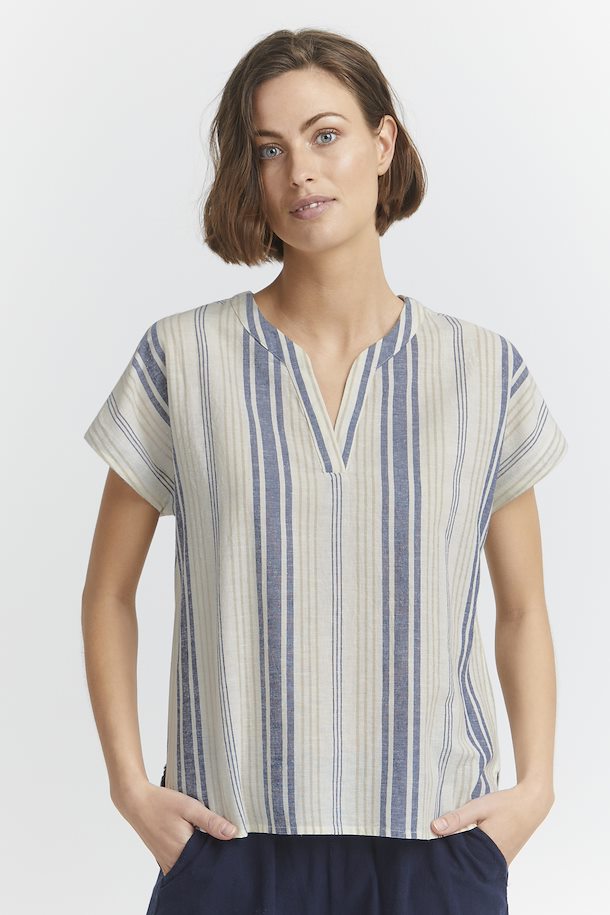 0688- Short Sleeve Stripe Top- Fransa