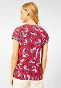 318312- Red Butterfly Print Top- Cecil