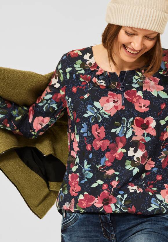 343003- Floral Print Blouse - Navy