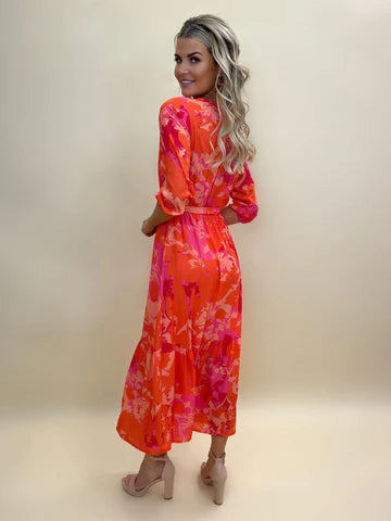 Orange/Pink Boho Midi Dress- Kate & Pippa