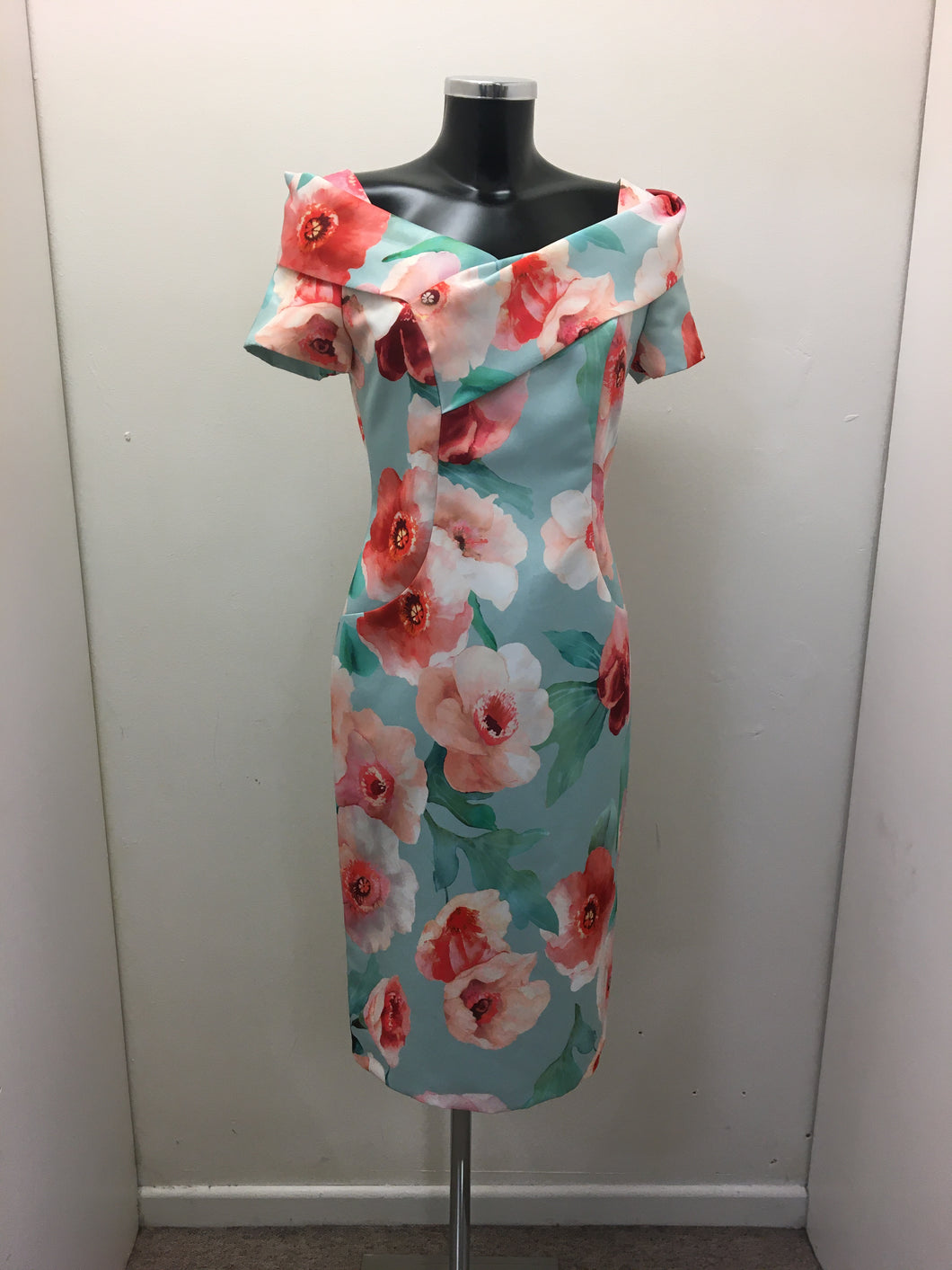 Coral/ Mint Rose Print Dress - Kate Cooper