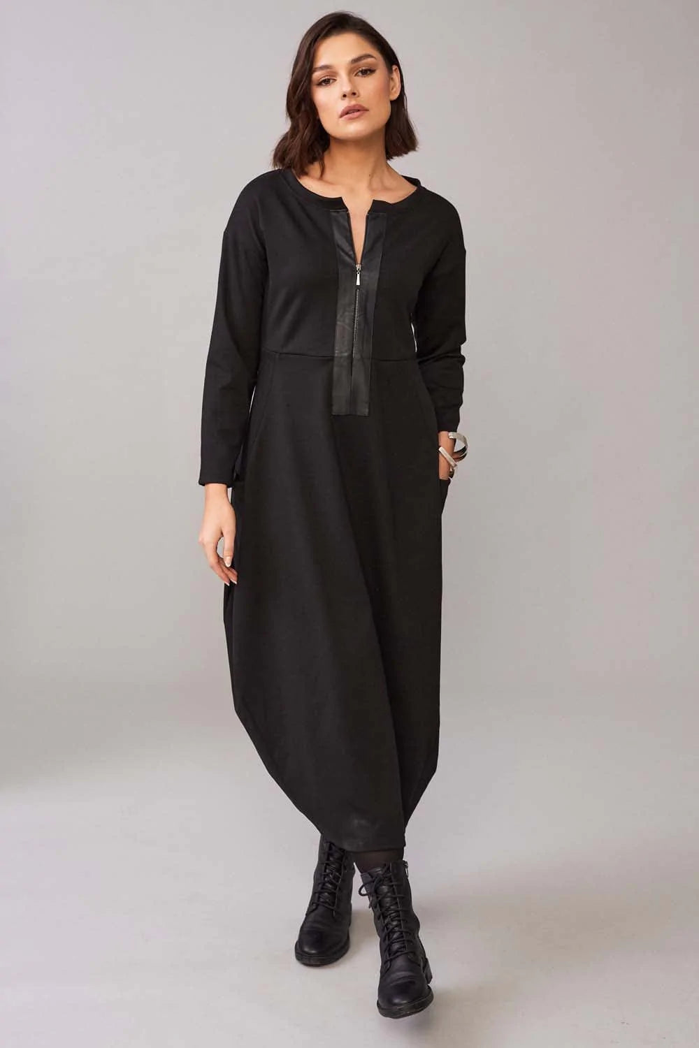 22534- Pleather Zip Dress - Peruzzi
