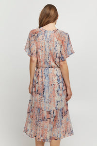 0620- Salmon/Blush Mix Print Dress- Fransa