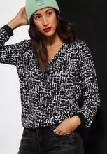 Load image into Gallery viewer, 343604- Black Printed V-neck Blouse - Street One