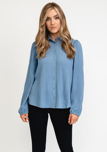 0219- Fransa textured Blue Shirt