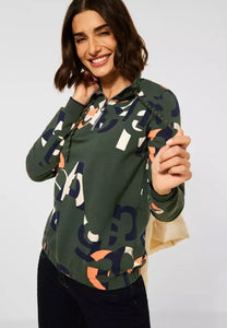 317485- Printed Olive Sweater- Cecil