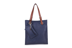 8805- Brown Strap Tote Bag - Navy