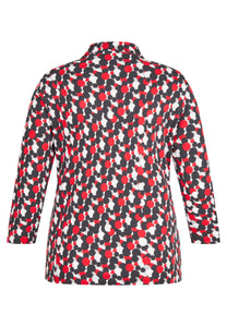 113358- Red Print Collar Top - Rabe