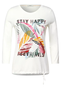 799 3/4 Sleeve Print Top ‘Stay Happy’ Cecil
