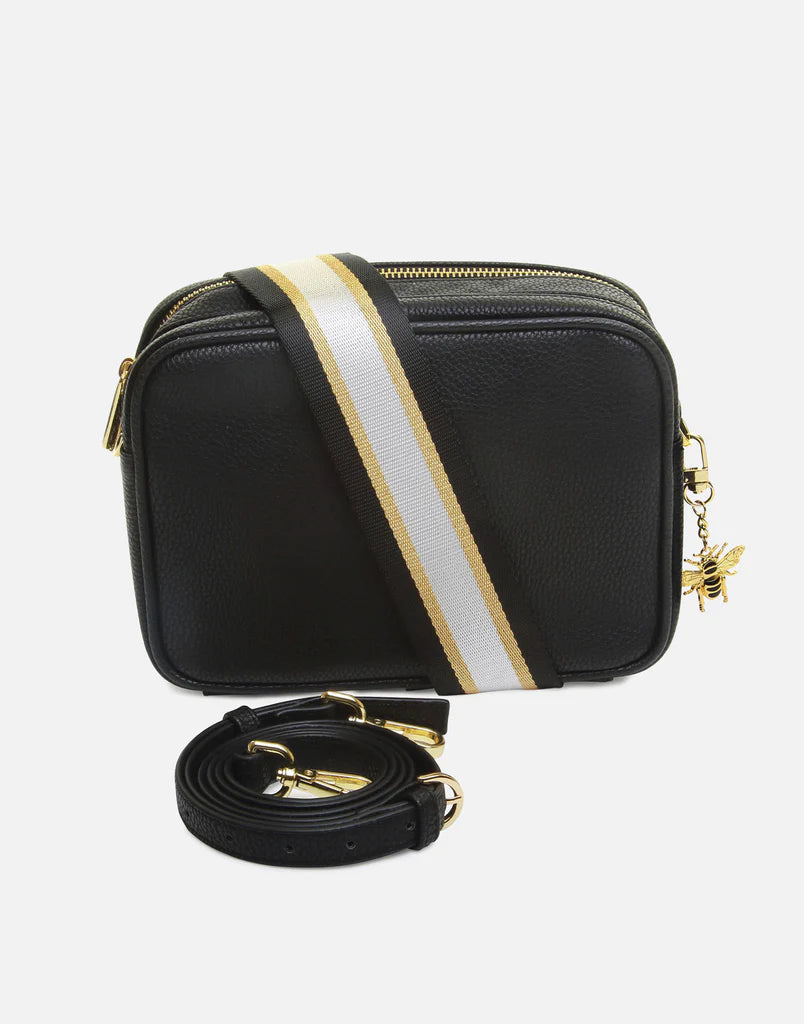5676- Black Soho Double Zip Bag - Alice Wheeler