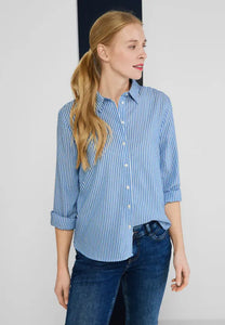 343795- Blue Stripe Seersucker Blouse - Street One