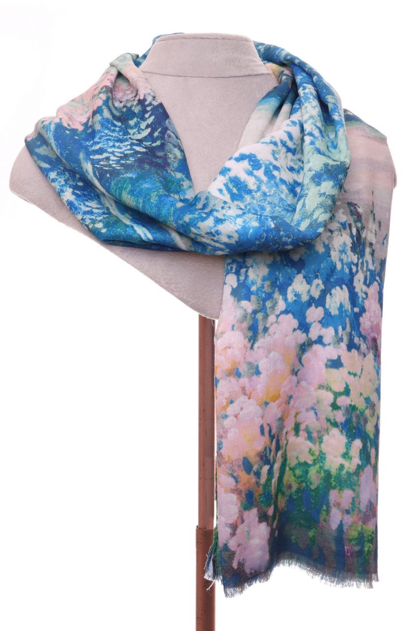 Blossom Print Scarf - Blue