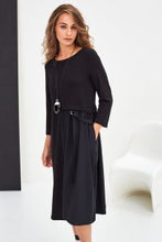 Load image into Gallery viewer, 22171- Naya Jersey Dress with Contrast Side- Black