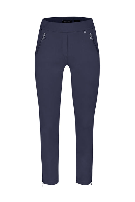 Robell Nena Zip Detail Trousers- Navy