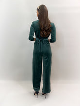 Load image into Gallery viewer, Kate &amp; Pippa Velvet Servino Jumpsuit - Green
