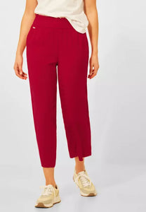 375148- Red Elasticated Wide Leg Crop Trouser - Street One
