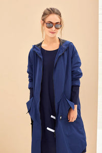 22166- Navy Coat with fold pocket - Naya