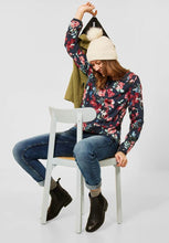 Load image into Gallery viewer, 343003- Floral Print Blouse - Navy