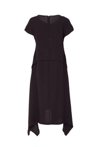 22149- Black V-Neck Dress w/Necklace- Naya