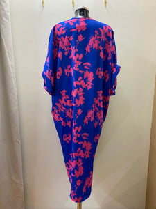 5991 DECK Print Dress- Royal Blue/Fuschia