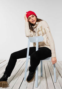 302189- Beige Sweatshirt with Gold Lettering - Cecil