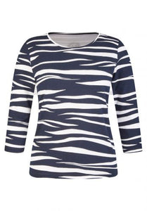 311354- Navy Wave Print Top - Rabe