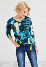 Load image into Gallery viewer, 319381- 3/4 Sleeve top w/ drawstring hem-teal- Cecil
