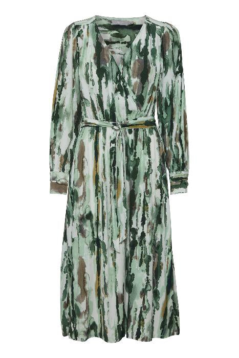 1212- Green Print Dress- Fransa