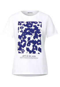 317805- White & Blue Flower Print T-Shirt- Street One