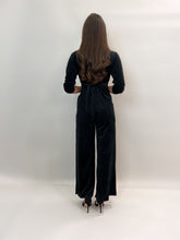 Load image into Gallery viewer, Kate &amp; Pippa Velvet Servino Jumpsuit - Black