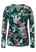 Load image into Gallery viewer, 318619 Paisley Print Long Sleeve Top- Green- Cecil