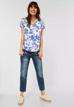 Load image into Gallery viewer, 317828- Blue Flower Print &amp; Stripe Top - Cecil