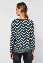 Load image into Gallery viewer, 318815- Navy/ Crean Zig-Zag Top - Street One