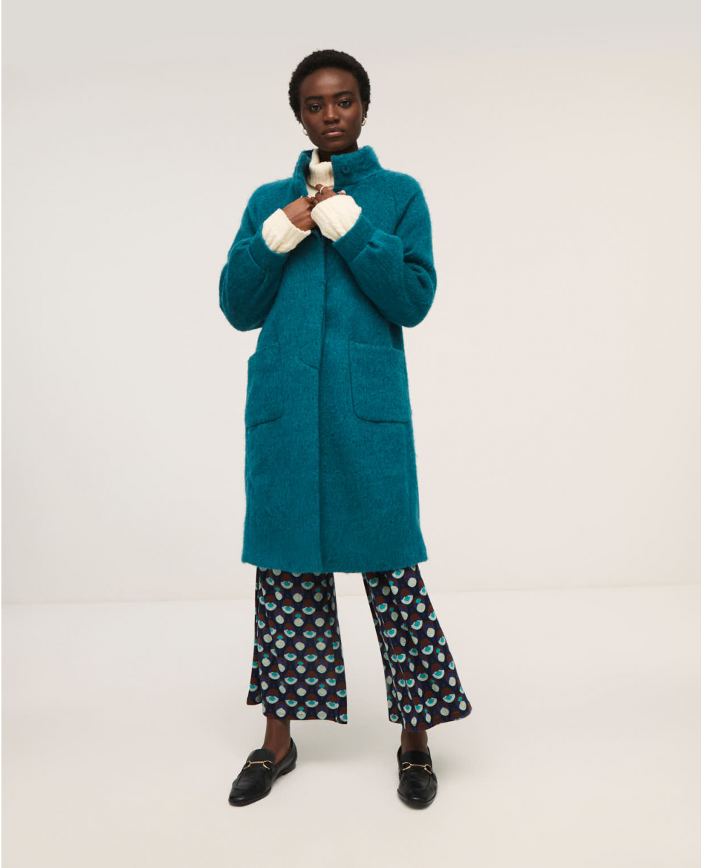 421- Petrol Blue Coat - Surkana