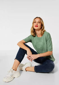 318519- green soft embroidered shirt- Street One